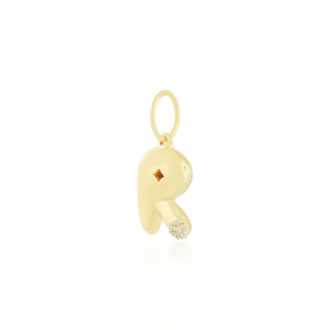 Colgante de Oro Amarillo de 18k con Diamante e Inicial del Alfabeto R - Product Image 1