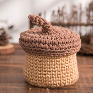 Handmade Cotton Rope Crochet <b>Storage</b> <b>Basket</b> Round Desktop Plant Pot Decor Cosmetic Organizer Woven <b>Baskets</b> Shandong - Product Image 2