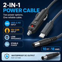 Kabel Data 2-in-1 Starlink Mini USB C/Pemantik Rokok 10FT 100W dengan Selubung PVC Kabel Pengisian Daya DC