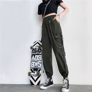 <strong>Women</strong> Cargo Pants Harem Pants Fashion Punk Pockets Jogger <strong>Trousers</strong> With Chain Harajuku <strong>Elastics</strong> High <strong>Waist</strong> Streetwear - Product Image 5
