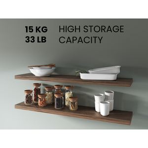 Greer Floating Shelf In Melamine Dark Brown X2 Wall Display Shelves - Product Image 2