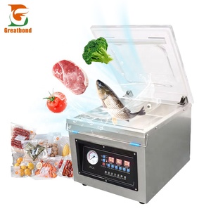 Dz-320 nhà máy trực tiếp bán tự động máy tính để bàn thép không gỉ buồng duy nhất cá thực phẩm Xúc Xích Gà chân không niêm phong máy đóng gói - Product Image 1