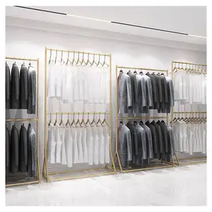 Prima supports de sol en fer multi-usages peinture noire rail de vêtements présentoir de vêtements de luxe pour les magasins pour hommes