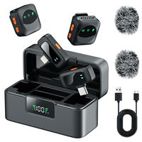 Microphone Lavalier Sans Fil SX36 2-en-1 avec Connecteur Type C et Lightning, Affichage LED, Réduction du Bruit, Mini Micro Clip SX36