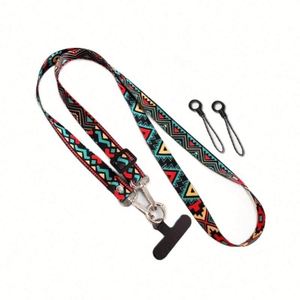 Wholesale <b>Polyester</b> Retro Style Adjustable <b>Lanyard</b> With Hanging Chain Pattern Crossbody Phone Strap - Product Image 5