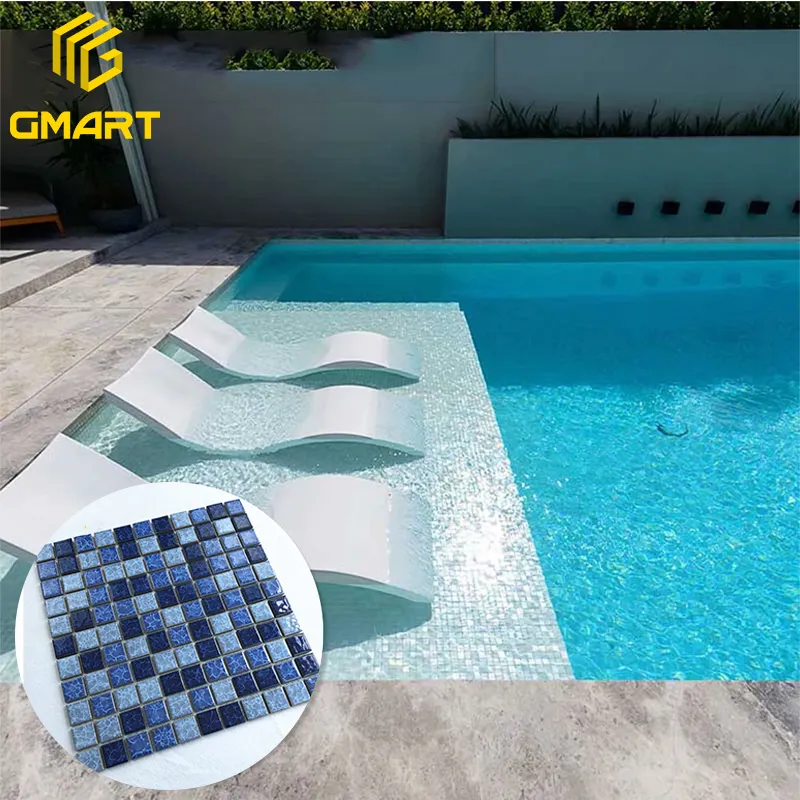 Iridescent Price Ceramic Non-Slip Irregular Marble Crystal Floor Decorative Black Glass Mosaics Swimming Pools Tiles