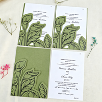 Suite d'invitations de mariage découpées au laser motif Calla Lily vert sauge, impression typographique, carte d'insertion personnalisée pour événement de mariage