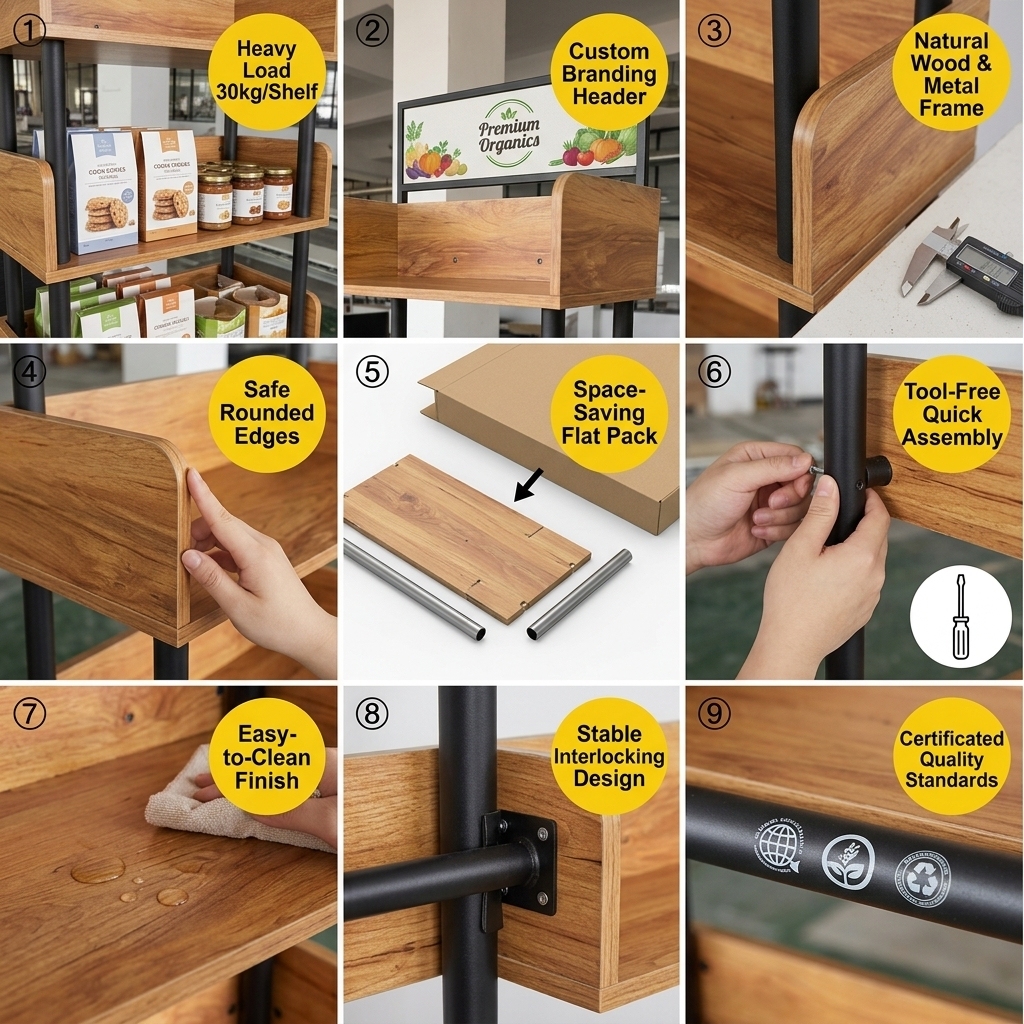 Customized Wood Display Stand Floor Shop Display Racks Store Wood Retail Display for Brand Marketing for Soap &Wine Rack — view 5