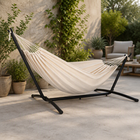 Hamac portable réglable en hauteur avec support, barre de maintien en bambou, et bâche inclinable pour jardin, patio, balcon