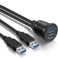 Câble de montage encastré double USB 3.0 AUX, 2 ports USB 3.0, câble d'extension USB 3.0, adaptateur de panneau de tableau de bord pour voiture, camion, bateau, moto