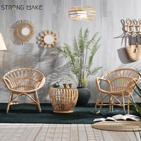 Patio haute qualité Offre Spéciale Boho rétro salon Fauteuil Relax bois massif rotin jardin canne osier Accent chaise de salon