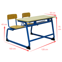 Meubles scolaires, bureaux et chaises doubles pour étudiants, table d'étudiant pour salle de classe, bureau double avec longue banquette