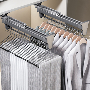 HNOSS Porte-pantalon coulissant en aluminium gris pour armoire à vêtements suspendus coulissants - Product Image 2