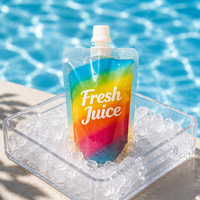 Pochette transparente à bec verseur personnalisée, Doypack autoportant imprimé avec bouchon à vis coloré pour l'emballage de jus, smoothies et boissons