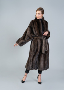 <span class=keywords><strong>Manteau</strong></span> de fourrure de zibeline russe pleine longueur gris argenté de fabrication d'usine - Product Image 5