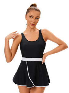 Maillot de bain une pièce élégant pour femmes européennes américaines Sexy Back Cut-Out Solid Pattern Color Block Design Beachwear Plus Size - Product Image 4