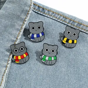 Retro Fashion Cat Metal Emaille Broche Dragen Sjaal Cartoon Schattige Dieren Badges Mannen En Vrouwen Kleding Accessoires Pinnen Sieraden