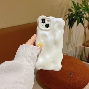 Funda Blanca Perla de Estilo Hada, Simple, Compatible con iPhone 16 Pro Max y Apple 17, Nuevo Diseño de Burbujas para 14/15 - Product Image 2