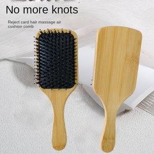 Peigne carré en bambou pour <span class=keywords><strong>la</strong></span> maison avec coussin d'air et poils de sanglier naturels, portable, plus de 20 cm, pour coiffure et massage, modèle Kft-5 - Product Image 2