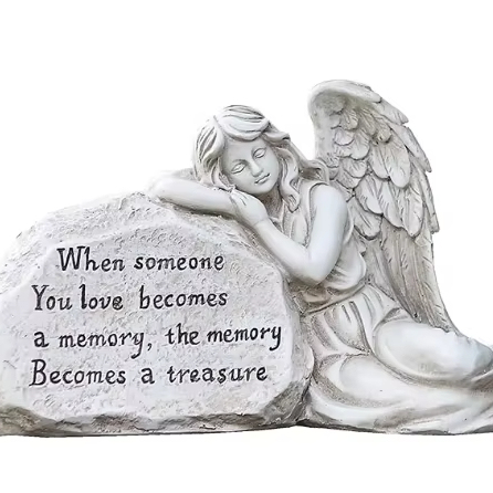 Little Angel Outdoor Garden Decorative Resin Ornaments Engravable Memorial Tombstone for Courtyard Rockery Ornament