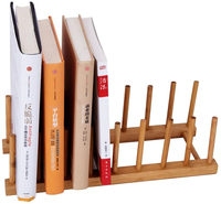 Support de séchage pour assiettes en bambou, porte-livres et magazines de bureau, avec porte-ustensiles pour cuisine, bureau et comptoir domestique