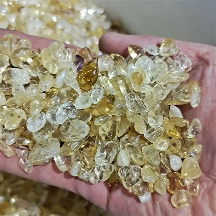 Venta al por mayor de cristal Natural brasileño Topacio citrino cristal grava caído cuarzo curación piedras