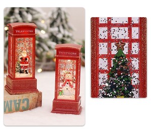 Décorations de Noël Cabine téléphonique émettant de la lumière rouge, Décorations de table, Poupées pour personnes âgées, Neige - Product Image 6