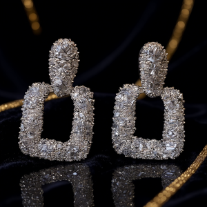 Pendientes Colgantes Geométricos de Moda para Mujer, con Cristales de Estrás y Aleación de Zinc, Joyería de Fiesta con Engaste de Garra, Pendientes de Declaración - Product Image 2