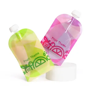 Listo para enviar 180ml Púrpura Verde Claro Sin BPA Doble cremallera Reutilizable Comida para bebés Caño Squeeze Bolsas