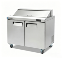 Table de préparation de salades en acier inoxydable 304, très vendue, avec refroidisseur d'air intégré, ventilateur de refroidissement, 2 portes, contrôle numérique, thermostat réglable