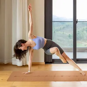 Tapis de yoga en caoutchouc naturel imprimé au laser avec logo personnalisé et écologique importé avec du liège en bois naturel Produit durable unique