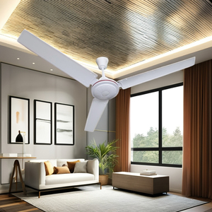 Ventilateur de plafond 56 pouces avec moteur en aluminium, commande espagnole, pour ventilation et refroidissement, usage domestique et hôtelier, prise US, en métal, pour garage - Product Image 5