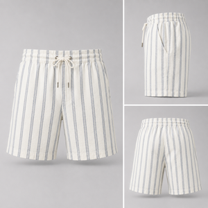 Custom Linen Blend Shorts Men Striped Resort Wear Coastal Lifestyle Summer Shorts Private Label OEM ODM Manufacturer - Product Image 3