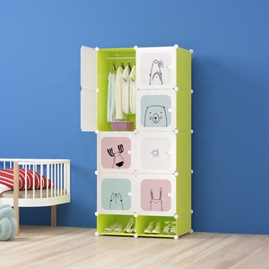 ホットセール中！8ドア ブラック プラスチック製 折りたたみ式ワードローブ/クローゼット（靴収納付き）寝室・リビングルーム用 - Product Image 5