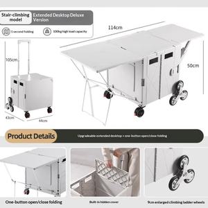 Chariot <span class=keywords><strong>de</strong></span> courses pliable léger avec roues tout-terrain et porte-gobelet intégré pour le camping et les courses - Product Image 3