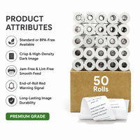 Rouleau de papier thermique 57 mm x 50 mm, OEM ODM, taille personnalisée pour atelier de réparation automobile, animalerie, facturation en gros, approvisionnement en gros