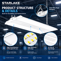 Starlake LHB06 pour éclairage industriel High Bay, stock US, 165W-500W, CCT sélectionnable, gradation 0-10V, pour éclairage industriel DLC Premium IP20
