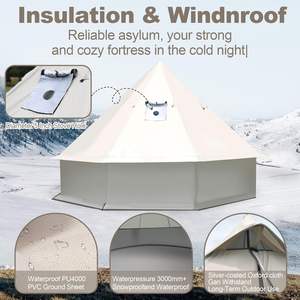 Yurta Mongol de Lujo, Tienda de Campaña de Lona de Algodón Impermeable <span class=keywords><strong>para</strong></span> 4 Estaciones con <span class=keywords><strong>Estufa</strong></span> de Leña, Portátil, Elegante, <span class=keywords><strong>para</strong></span> Acampar, 118 x 118 x 79 - Product Image 1