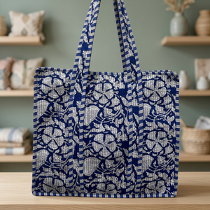 Sacs fourre-tout matelassés en coton imprimé à la main, style campagne française, grande capacité, multifonctionnels, pour aliments et bijoux - Product Image 3