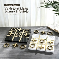 Jeu de Tic Tac Toe de luxe en métal, échiquier en marbre, échiquier en forme de grille à neuf cases, ornement, haute qualité, apparence attrayante