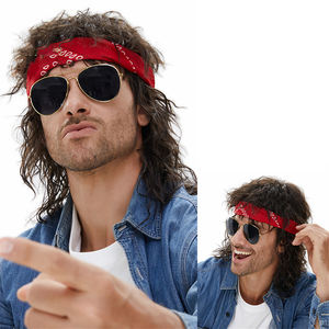 Europa y los Estados Unidos 80 Rock Wig Hombres Heavy Metal Disco Brown Long Curly Hair Punk <span class=keywords><strong>Peluca</strong></span> - Product Image 1