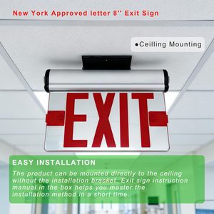 Letrero de Salida de Emergencia de 8 Pulgadas con Luz Integrada, Carcasa Empotrada, Opcional de Una o Dos Caras, Panel Acrílico Reemplazable, Certificado UL - Product Image 4