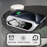 Jam Alarm Digital LED di Samping Tempat Tidur 15W Pengisi Daya Nirkabel Stasiun Pengisian Daya Multifungsi Alarm Ganda untuk Kamar Tidur Rumah Hadiah