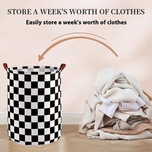 Cesta de <span class=keywords><strong>ropa</strong></span> <span class=keywords><strong>sucia</strong></span> de lino y algodón de tela plegable transfronteriza, cesta de almacenamiento <span class=keywords><strong>para</strong></span> dormitorio de niños, asa de cuero <span class=keywords><strong>para</strong></span> lavandería <span class=keywords><strong>infantil</strong></span> - Product Image 3