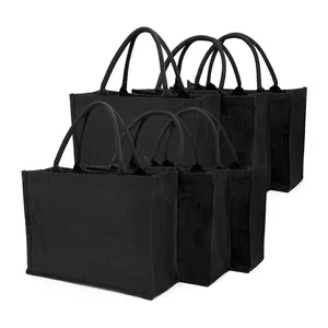 Promotional Premium Quality Used Hnad Gunny Storage Pouch Bag For Gifts Black Jute Bag For Cotton