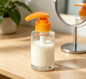 Bomba dosificadora de plástico naranja de 33/410 y 4cc con cabezal curvo para crema corporal, gel de ducha, botella PET vacía, repuesto de bomba dispensadora. - Product Image 3