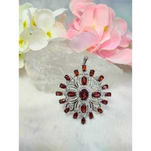 Garnet designer pendant in 925 sterling silver with rhodium plating <b>crystal</b> jewelry gemstone pendants <b>gift</b> a garnet - Product Image 1