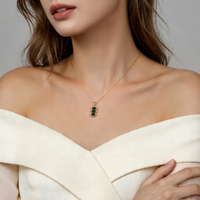 Collier en argent sterling 925 avec pendentif en zircon vert de style coréen, design tendance Moyu Jewelry