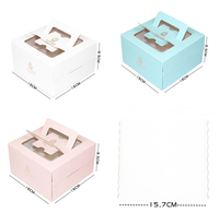 Boîte d'emballage pour pâtisserie 16*16*9.5CM, mini boîte à mousse, boîte à gâteau portable, boîte à quatre fromages avec fond