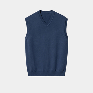 Maglione di maglieria in Cashmere in <span class=keywords><strong>lana</strong></span> tinta unita su misura all'ingrosso con scollo a V <span class=keywords><strong>gilet</strong></span> da <span class=keywords><strong>uomo</strong></span> - Product Image 1